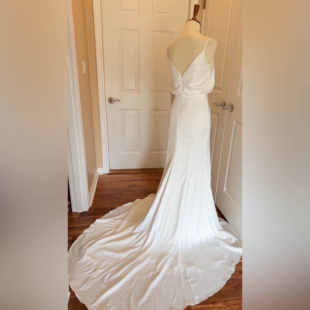 JJs House White Spaghetti Strap Bridal Gown with Train - Picture 7 of 8